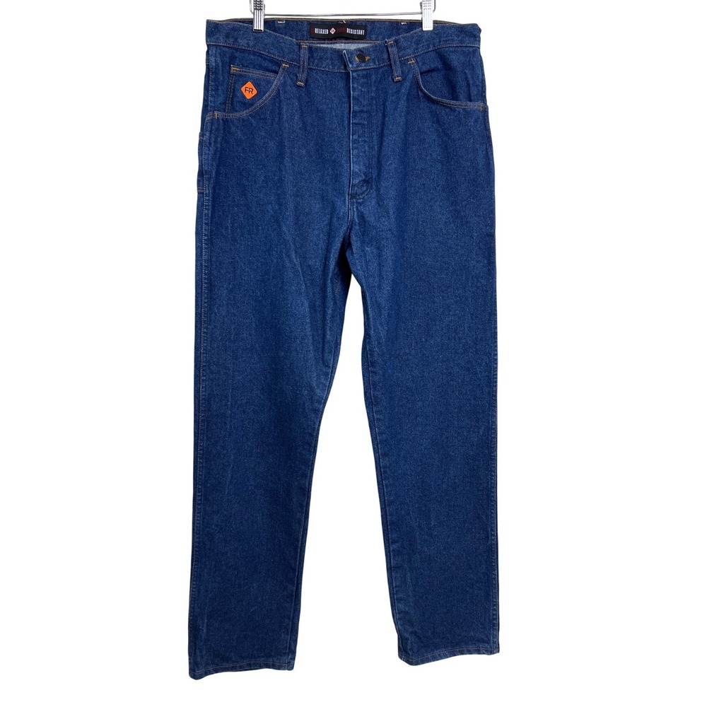 Wrangler FR Jeans Mens 36x34 Blue Relaxed Fit Flame Resistant Workwear D14